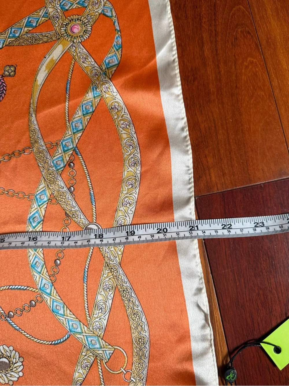 Sam Edelman Orange & Blue Ornate Silk-Feel Square Scarf